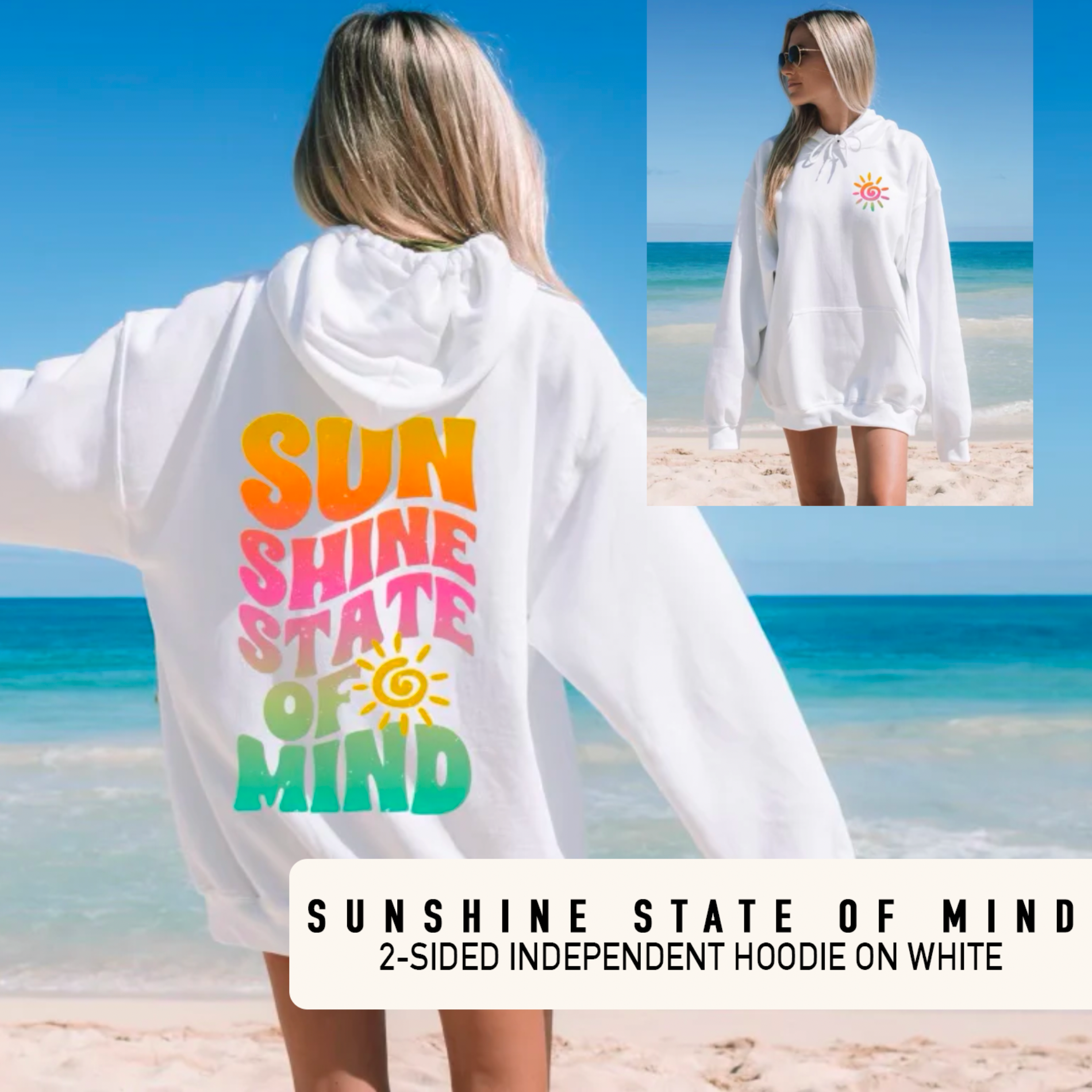Sunshine State of Mind White Hoodie HypeShirtCo