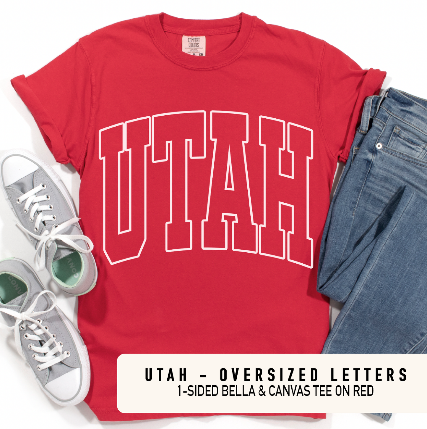 UTAH - OVERSIZED LETTERS ON A T-SHIRT