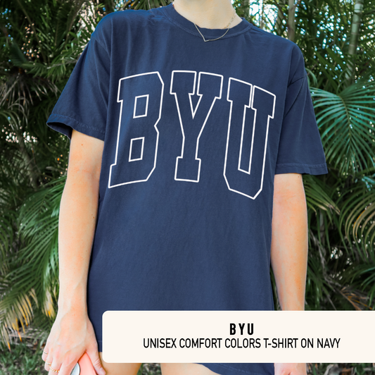 BYU - OVERSIZED LETTERS ON A T-SHIRT