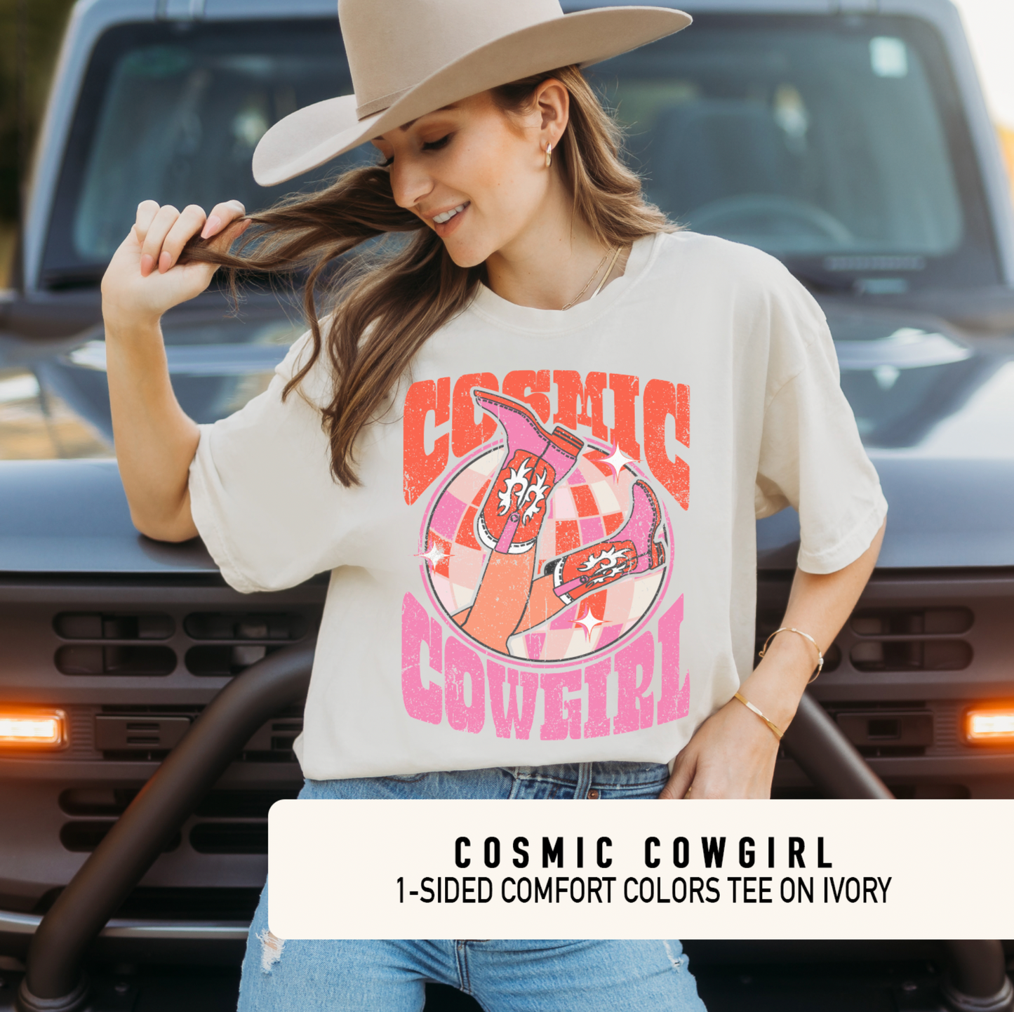 COSMIC COWGIRL - On Ivory Unisex TShirt