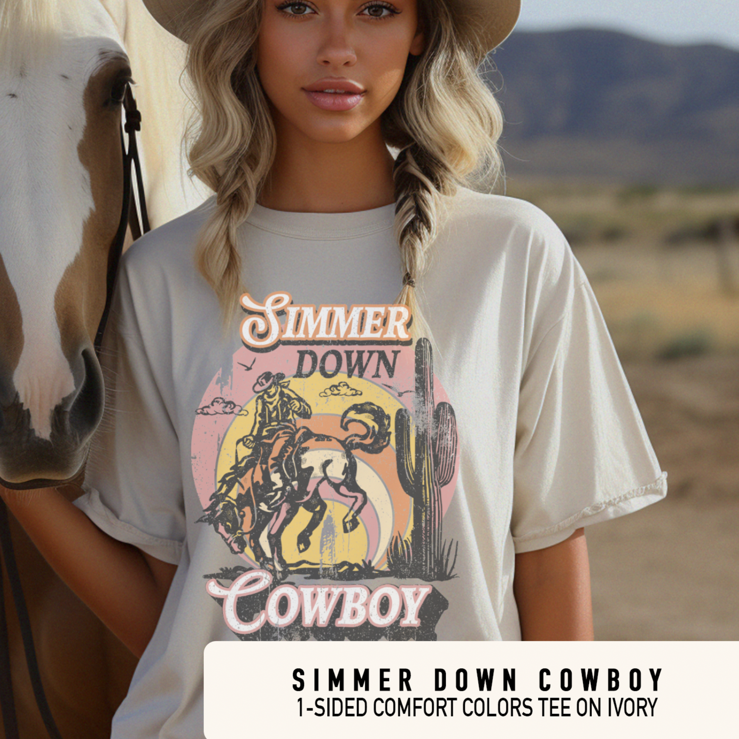 Simmer Down Cowboy - On Ivory Unisex TShirt