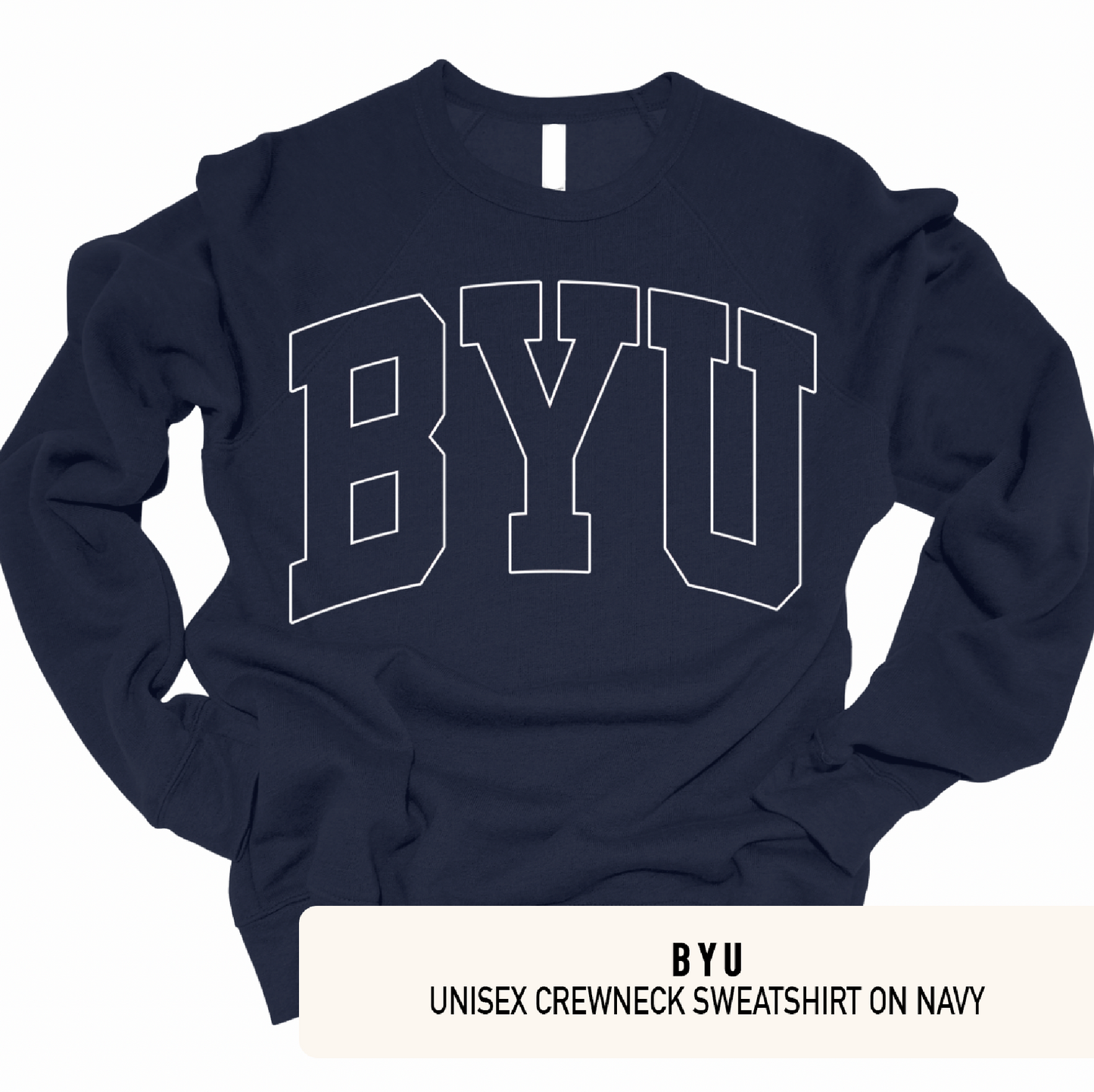 BYU - OVERSIZED LETTERS ON A CREWNECK SWEATSHIRT