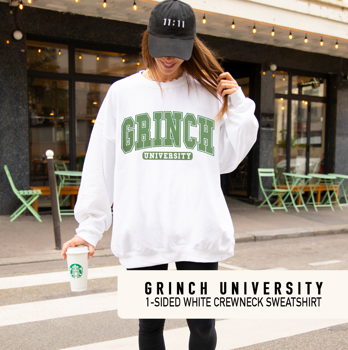 GRINCH ERA - 1 sided - White Crewneck Sweatshirt