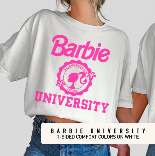 Barbie University - On White Unisex TShirt