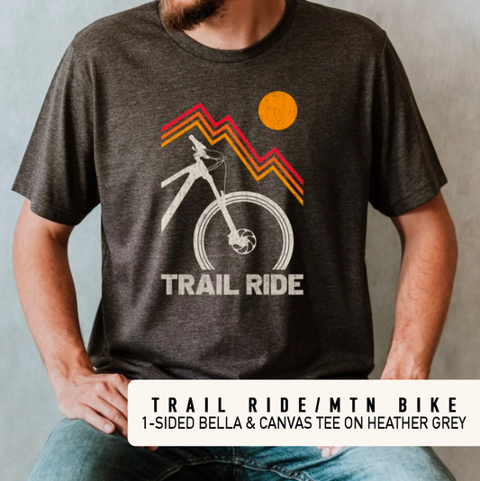 Trail Ride Mtn Bike - T-Shirt on Heather Dark Grey